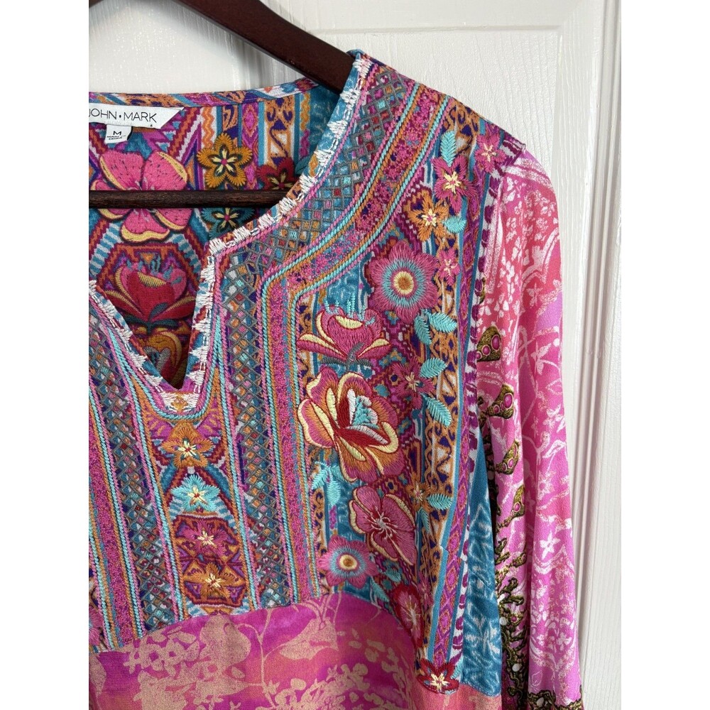 Colorful Floral Boho Women’s Top - Pink Multi - Picture 4 of 6